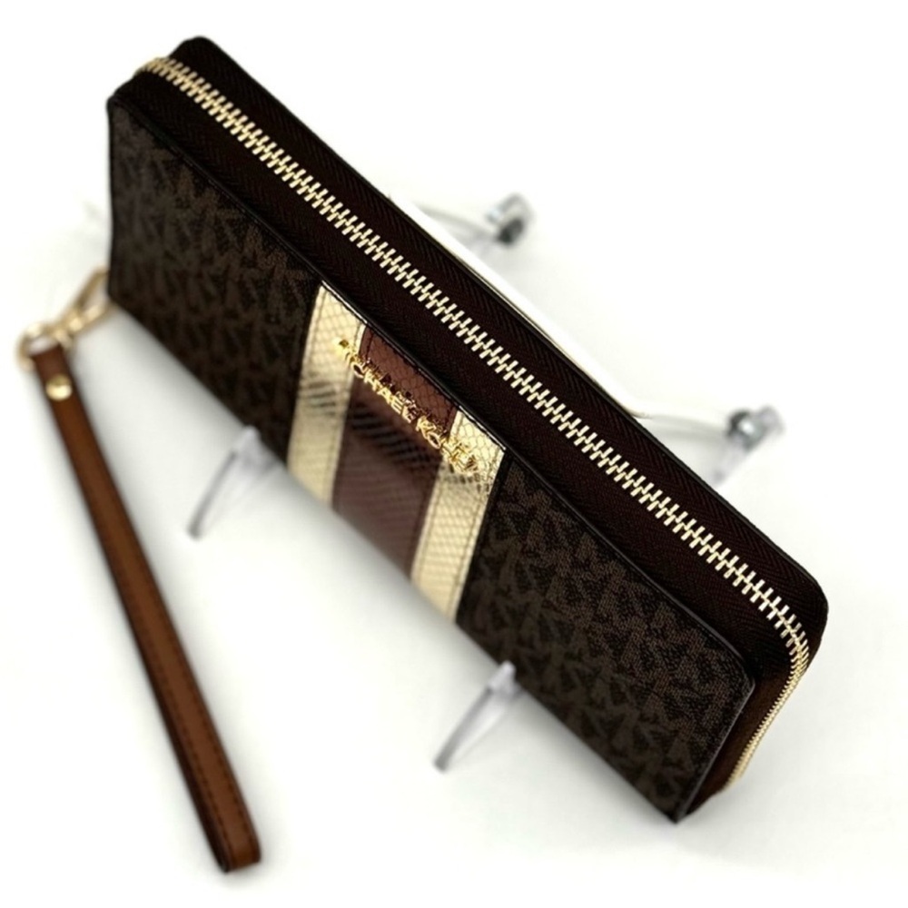 Michael Kors Large Continental Wallet Wristlet Brown Multi - Picture 7 of 10
